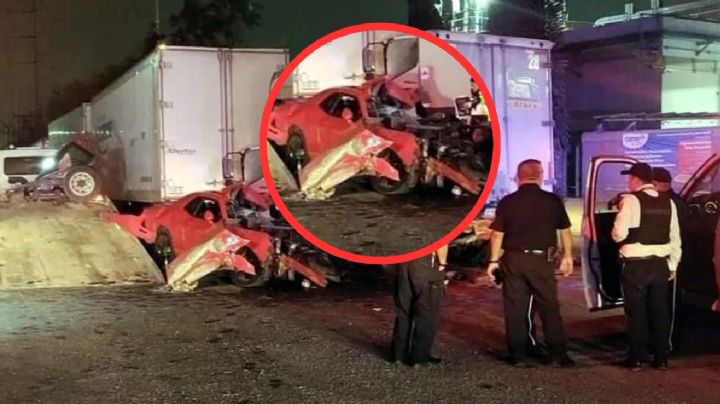 Lujoso auto deportivo se impacta contra tráiler en Nuevo León; hay dos muertos
