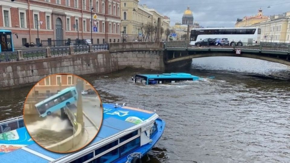 Las fuertes imágenes muestra el momento previo a que la unidad de transporte pierda en control, precipitándose hacia el cuerpo de agua