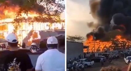 Plaza de Toros de madera arde en llamas durante feria; 200 personas se salvan de morir | VIDEO