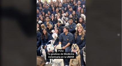 Alumnos de Veterinaria consiguen la mejor foto de generación; posan con sus perritos