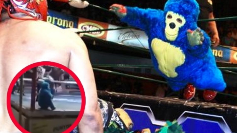 El luchador sufrió de una patada dada a traición por su rival, quedando grabado el momento para las redes sociales