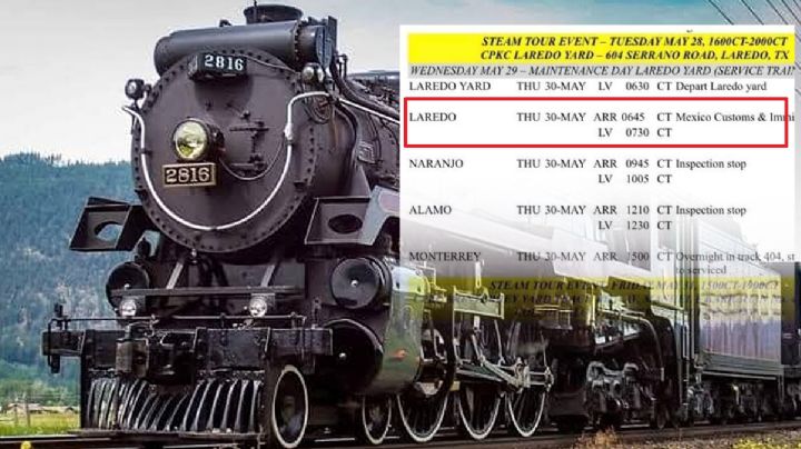 Tren de vapor canadiense se encuentra en Laredo, Texas; en esta fecha pasará por Nuevo Laredo