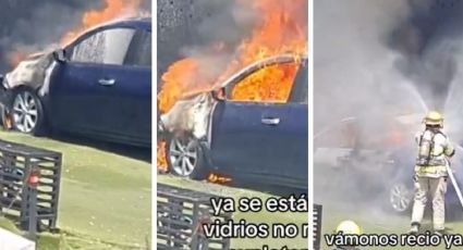 MOMENTO EXACTO en el que vehículo se incendia afuera de casino | VIDEO