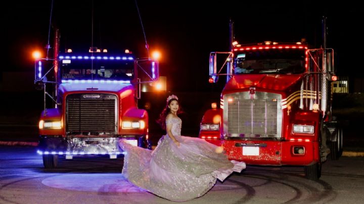 Quinceañera entre tráileres honra la memoria de su padre | FOTOS