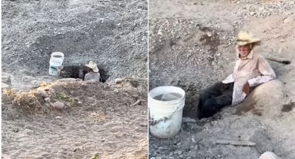 Abuelito saca todas sus fuerzas para cavar pozo y encontrar agua ante sequía | VIDEO