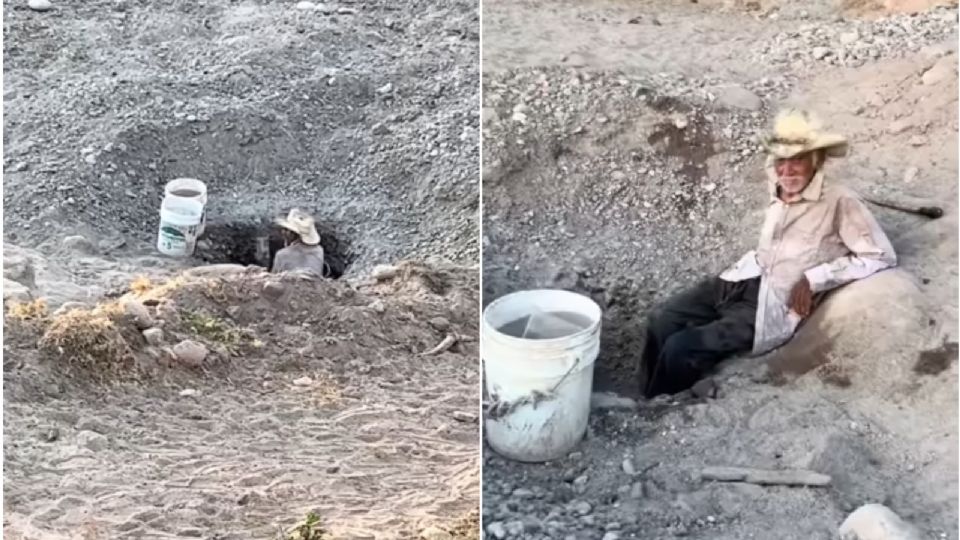 Tristes imágenes: abuelito cava pozo para encontrar agua ante sequía