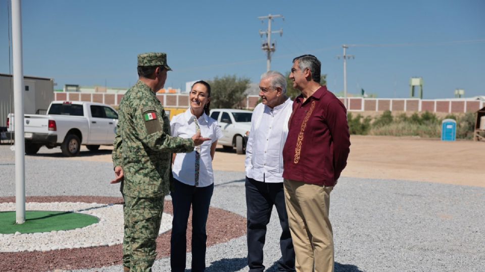 Claudia Sheinbaum y AMLO fueron recibidos por Américo Villarreal, gobernador de Tamaulipas.