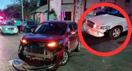 Abuelita se pasa la luz roja y destroza camioneta en el centro de Nuevo Laredo