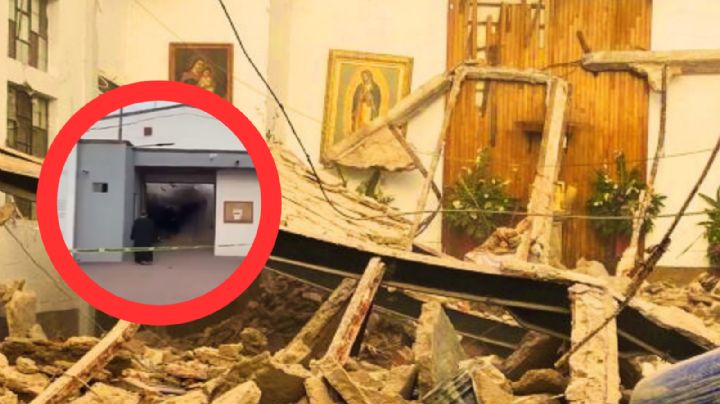 MOMENTO EXACTO en el que colapsa iglesia; padre se salva de milagro | VIDEO