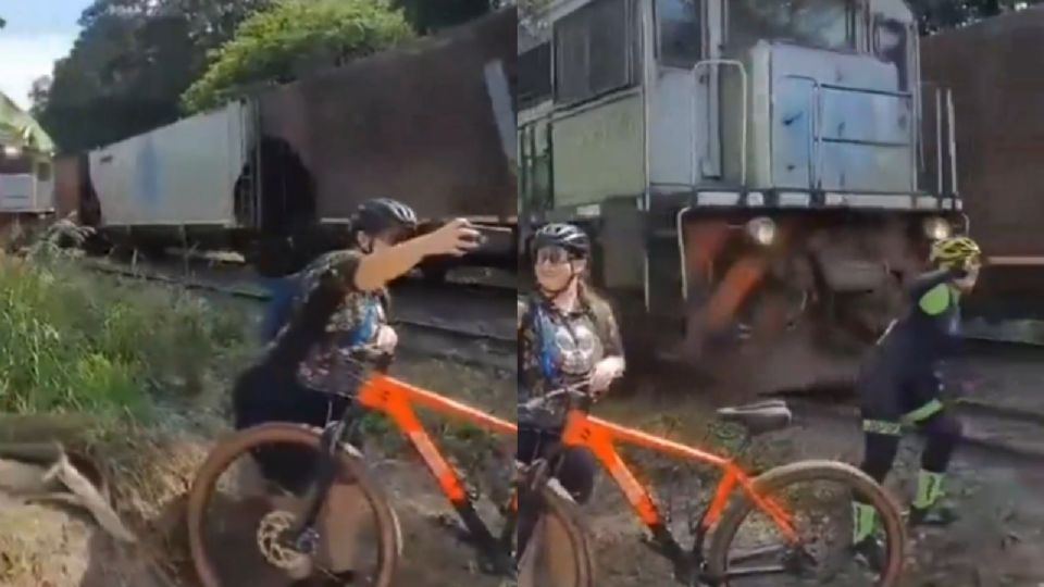 Ciclista es golpeada por el tren en Brasil