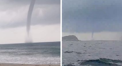 MOMENTO EXACTO en el que se forma espectacular tromba marina en Oaxaca | VIDEO