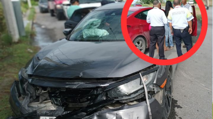 Jovencita amanecida y acelerada provoca aparatoso accidente en Nuevo Laredo