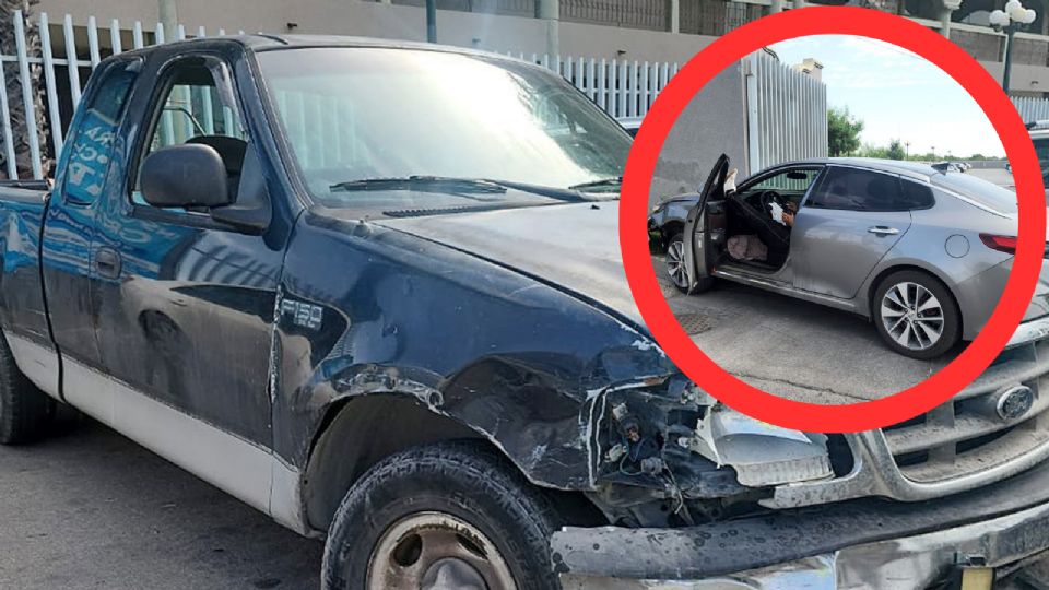 Por no calcularle bien, conductor se estrella con carro en la entrada del ICEST en Nuevo Laredo