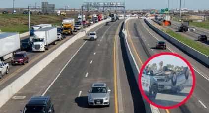 Reportan accidente en el Express Way de Laredo; auto terminó volcado