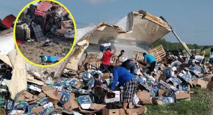 Muere prensado chofer de tráiler en Tamaulipas; pobladores se llevan carga de limones