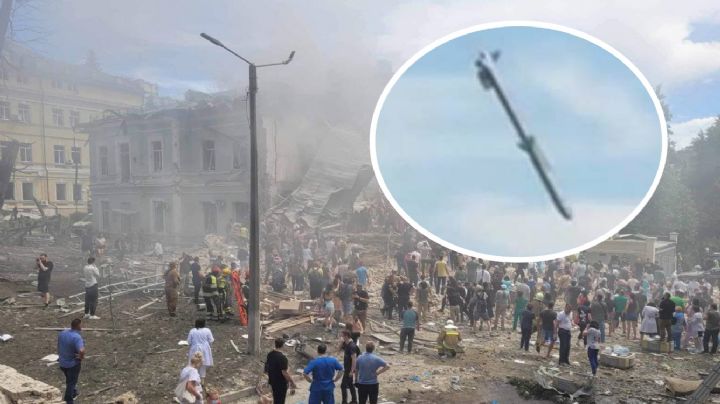 MOMENTO EXACTO en que cae bomba en hospital infantil en Ucrania; hay 30 muertos