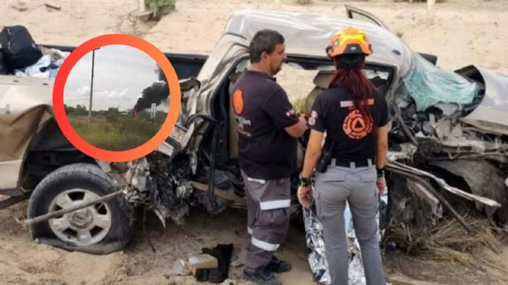 Choca y vuelca; mujer fallece en choque frontal entre camionetas en Mina