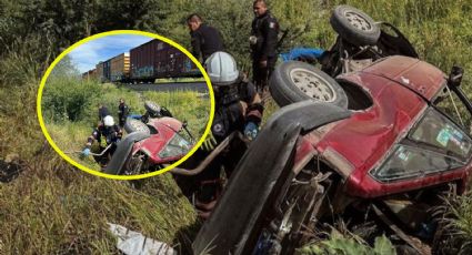 Intenta ganarle paso al tren y auto es impactado en Querétaro; hay 4 muertos