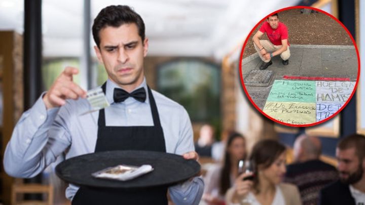 Mesero hace huelga de hambre en Puebla; se hartó de no recibir las propinas de los restaurantes