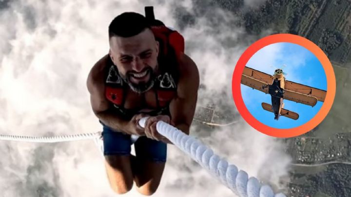 Hombre salta de avión en pleno vuelo y sin protección; regresó solo con una cuerda | VIDEO