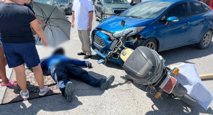 Motociclista sufre severo accidente en la Colonia Los Fresnos; conductora invadió su carril