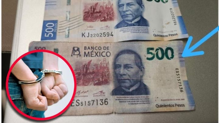 Detienen a mujer por pagar con un billete falso de 500 pesos; pasará varios años en prisión
