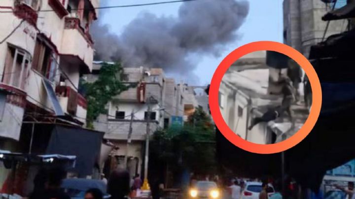 FUERTES IMÁGENES soldados palestinos patean cadáveres desde una azotea