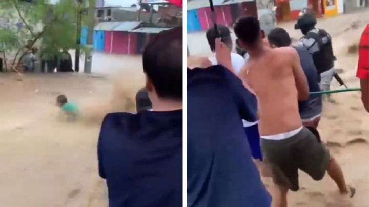 MOMENTO EXACTO en el que rescatan a hombre de morir ahogado en Acapulco