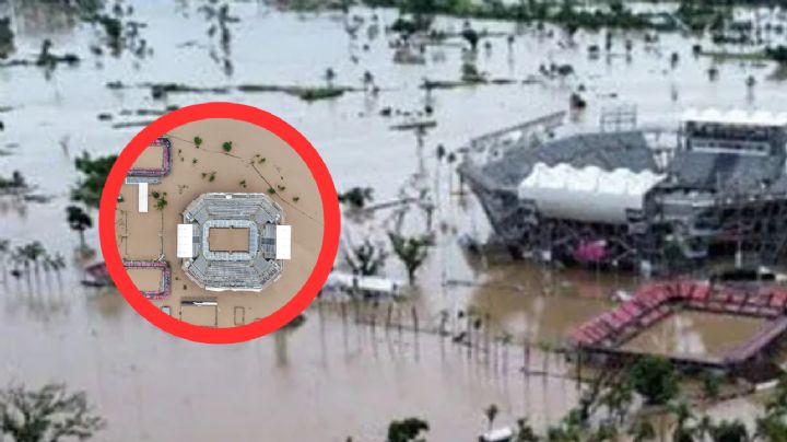 Arena GNP de Tenis bajo el agua en Acapulco tras huracán John