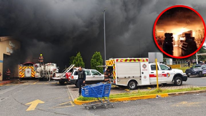 MOMENTO EXACTO en que pared de fuego consume supermercado en Jalisco | VIDEO