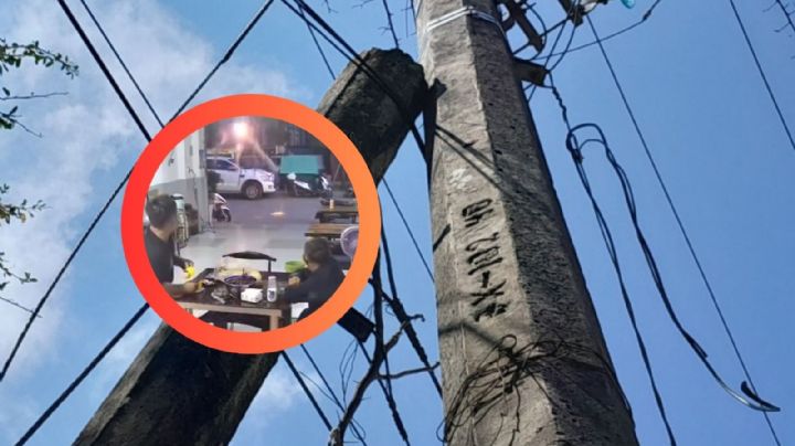 MOMENTO EXACTO en el que camioneta salva a 2 personas de ser aplastadas por un poste