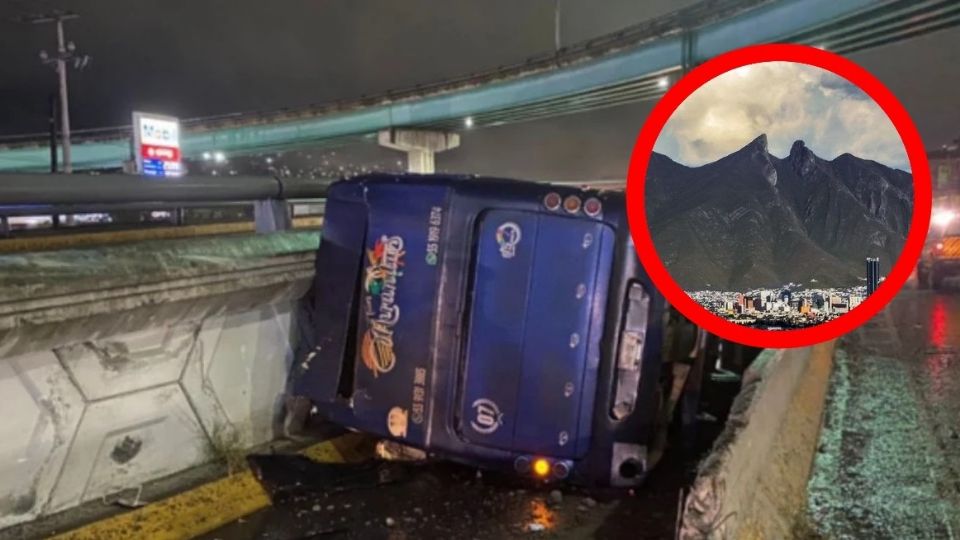 El autobús quedó volcado.