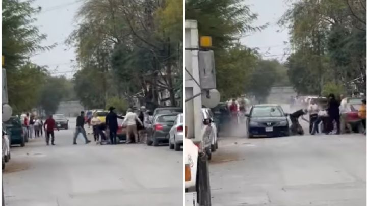 Vecinos se pelean con piedras y bloques en Nuevo León; terminan atropellados en el hospital | VIDEO