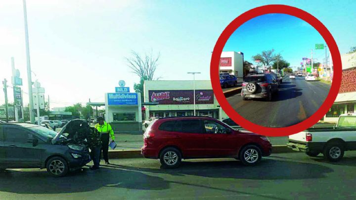 Hombre provoca choque en la César López de Lara; tres vehículos salieron dañados