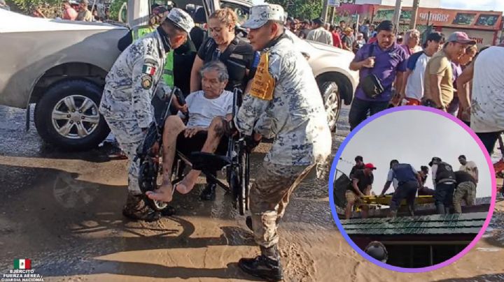 Heroico rescate en Veracruz: abuelita es salvada por la Marina tras quedar atrapada por inundaciones | VIDEO