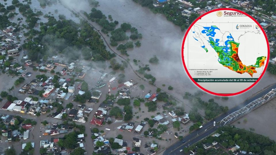 Veracruz, Puebla, Hidalgo, Querétaro y San Luis Potosí concentran los mayores daños por el incremento del nivel de ríos y arroyos, así como por deslaves e inundaciones