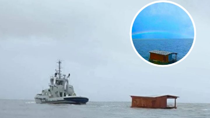 Aparece el restaurante 'El Atracadero' en mar abierto; inundaciones en Veracruz lo arrastraron