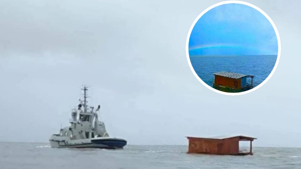 La estructura fue arrastrada por el desbordamiento del río Tuxpan y reapareció frente a pescadores en mar abierto de Alvarado