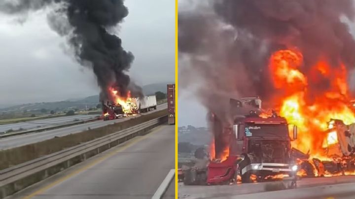 Brutal encontronazo entre tráileres causa fuerte incendio en el Arco Norte