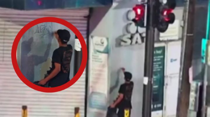 SAT: arrestan a joven por grafitear oficinas en Nuevo León | VIDEO