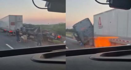 Autopista Nuevo Laredo-Monterrey: camioneta se despedaza con tráiler; reportan víctimas mortales