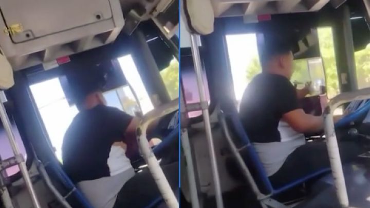 Chofer de camión urbano es captado manejando y utilizando el teléfono; pudo causar una tragedia | VIDEO