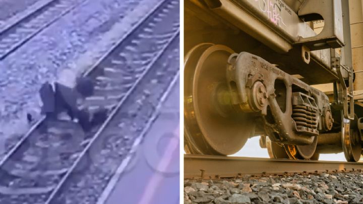 MOMENTO EXACTO en el que joven tropieza y cae en las vías del tren; ¿milagro o tragedia?