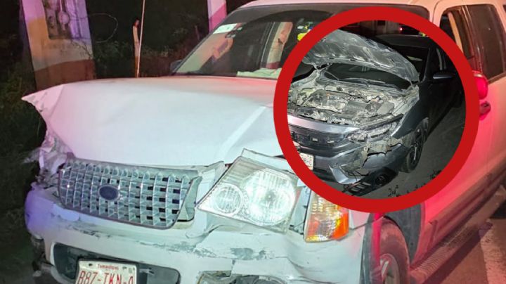 Mujer se pasa el alto y destroza camioneta y auto en Nuevo Laredo; quedó endeudada