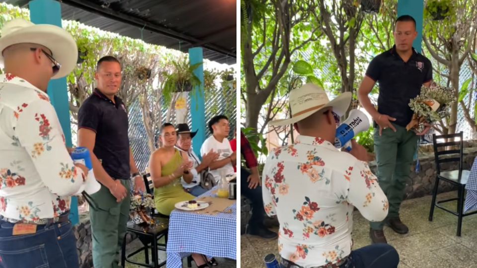 Un hombre fue sorprendido por su esposa cuando celebrara su cumpleaños en compañía de su ex