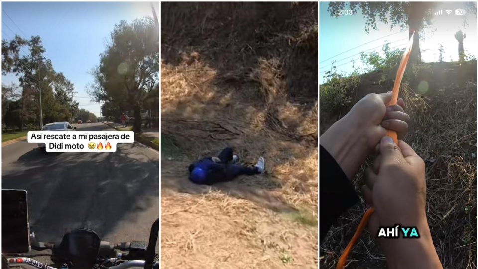 DiDi moto rescata a mujer que había caído en terreno