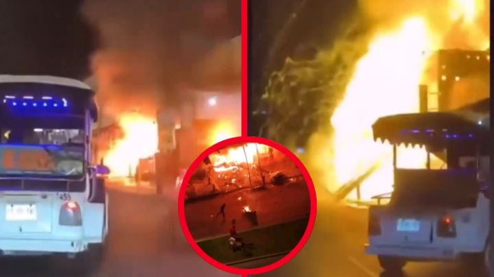 MOMENTO EXACTO en que taquería explota; clientes salieron cubiertos en llamas | VIDEO