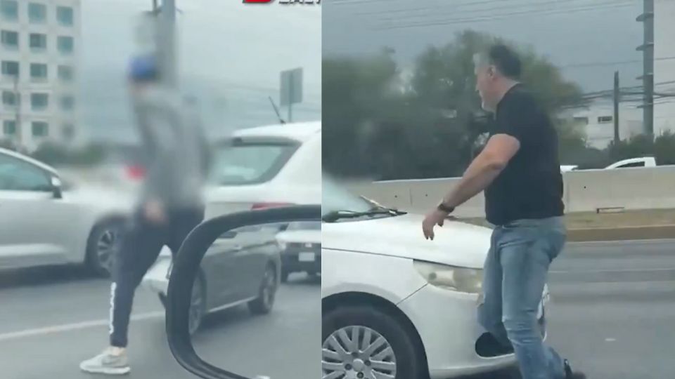 Conductores son captados peleando en plena avenida de Monterrey; causan caos vial