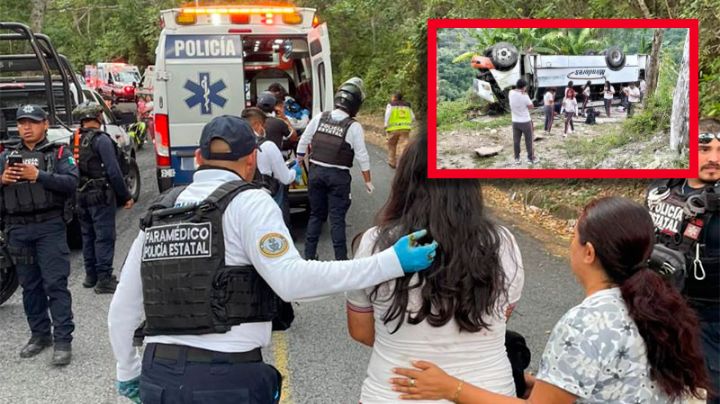 Brutal volcadura de autobús con 30 estudiantes; hay un muerto y 20 heridos