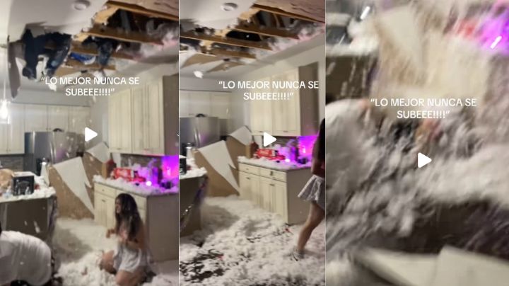 MOMENTO EXACTO en que techo colapsa y caen los vecinos del departamento superior